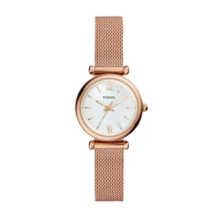 Discount FOSSIL Montre Carlie Mini Nacre cadran doré rose fond nacre bracelet acier doré rose