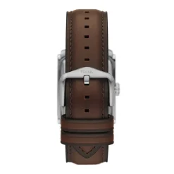 Hot FOSSIL Montre Carraway Crème cadran argenté fond cr&egrave;me bracelet cuir marron