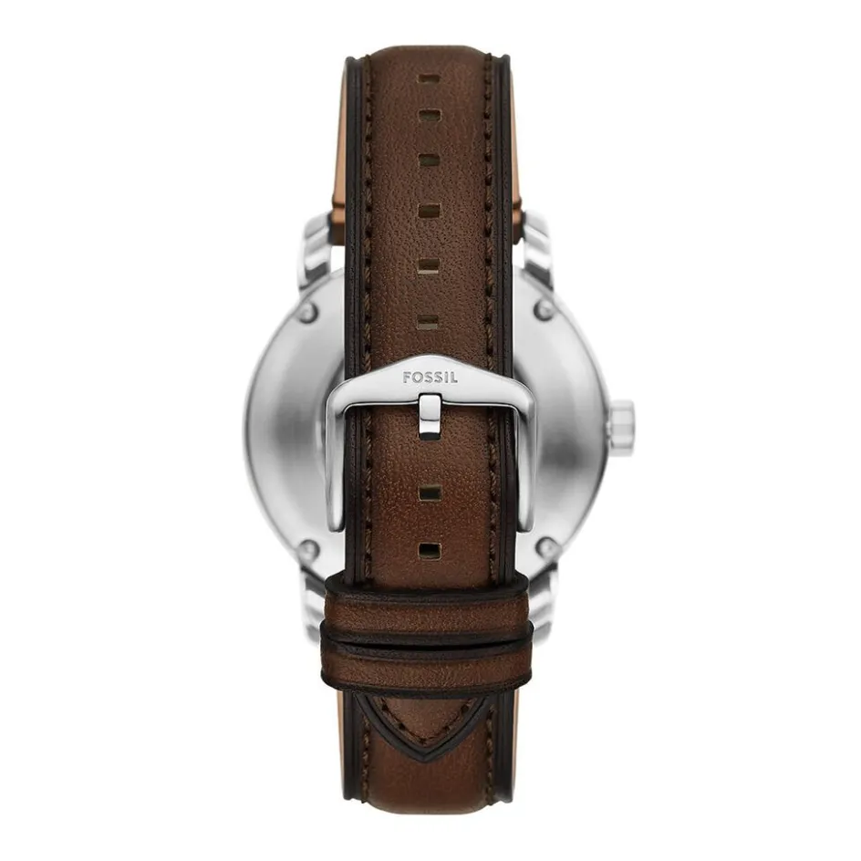 Sale FOSSIL Montre Heritage Crème cadran argenté fond cr&egrave;me bracelet cuir de vache marron