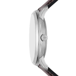 Clearance FOSSIL Montre Neutra Minimalist Argenté cadran argenté fond argenté bracelet cuir marron