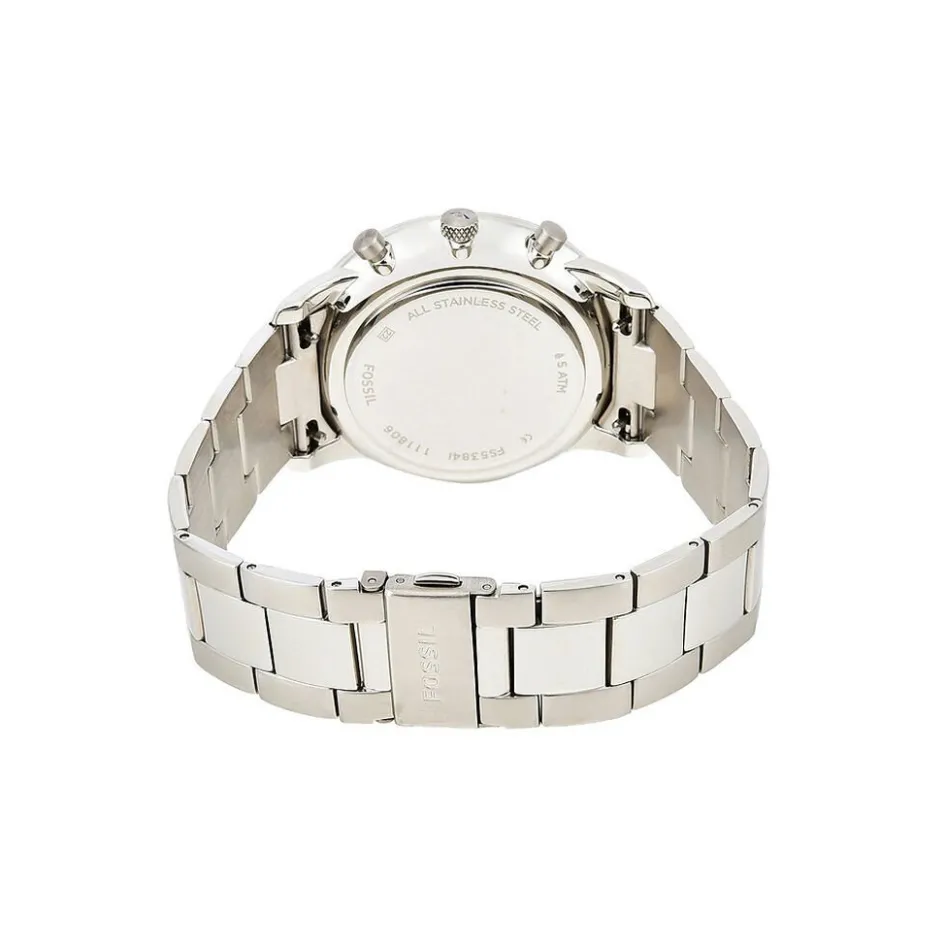 Clearance FOSSIL Montre Neutra Noir cadran argenté fond noir bracelet acier argenté