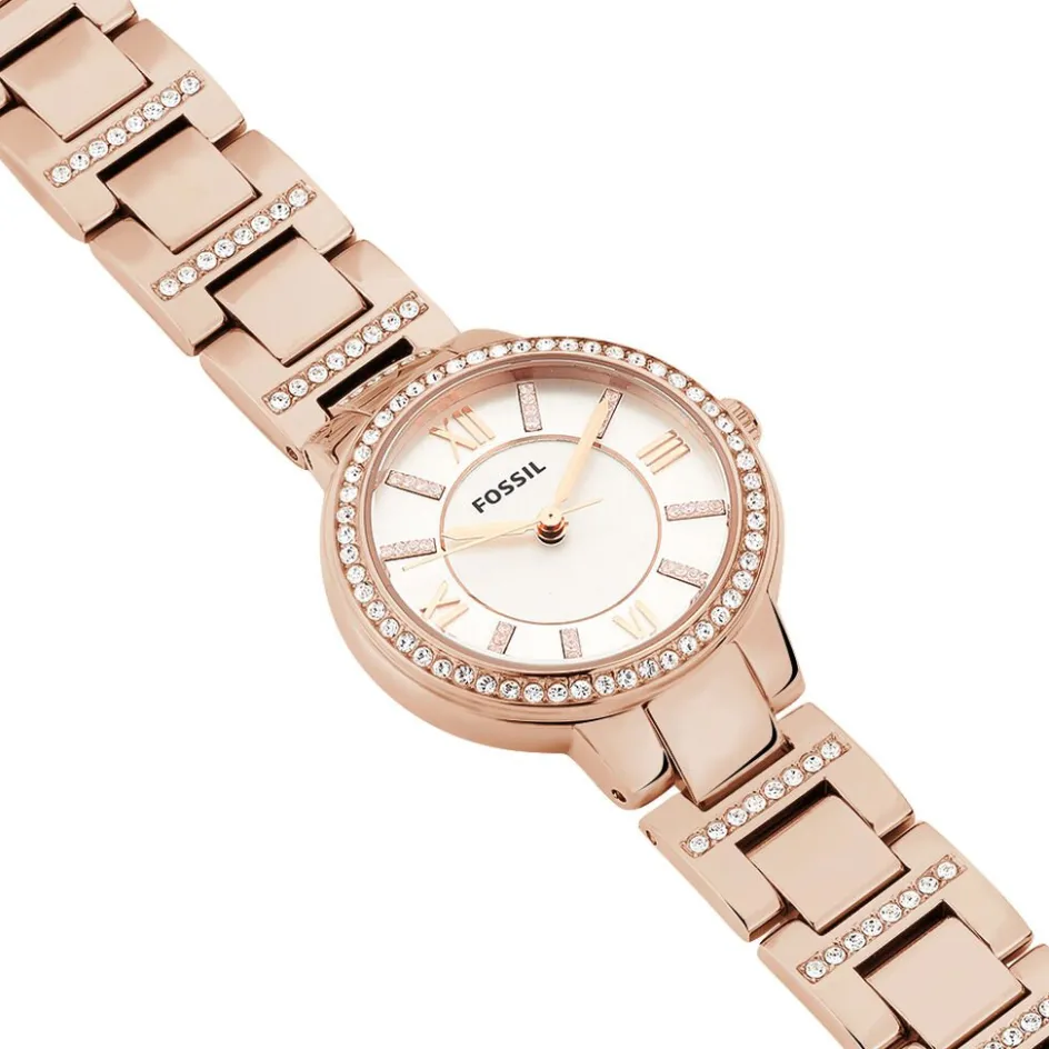 Best FOSSIL Montre Virginia Argent cadran doré rose fond argenté bracelet acier doré rose