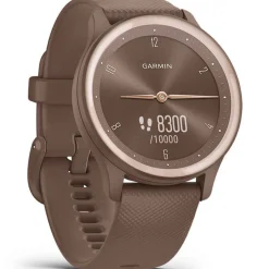 Sale GARMIN Montre Vivomove Sport Chocolat cadran chocolat fond chocolat bracelet silicone chocolat