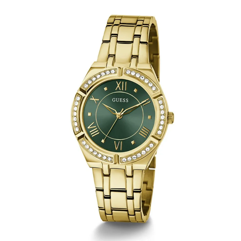 Clearance GUESS Montre Cosmo Vert cadran doré fond vert bracelet acier doré