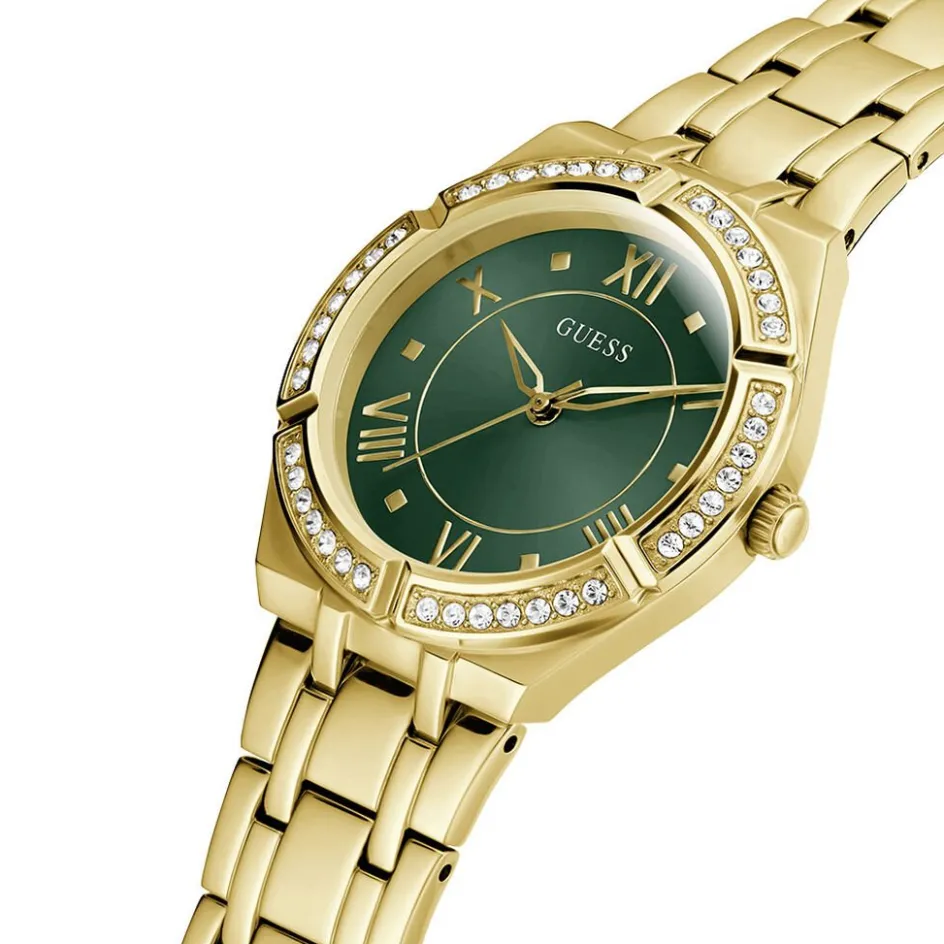 Clearance GUESS Montre Cosmo Vert cadran doré fond vert bracelet acier doré