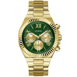 Online GUESS Montre Equity Vert cadran doré fond vert bracelet acier doré