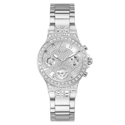 Discount GUESS Montre Moonlight Argenté cadran argenté fond argenté bracelet acier argenté