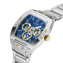 Best GUESS Montre Phoenix Bleu cadran argenté fond bleu bracelet acier argenté