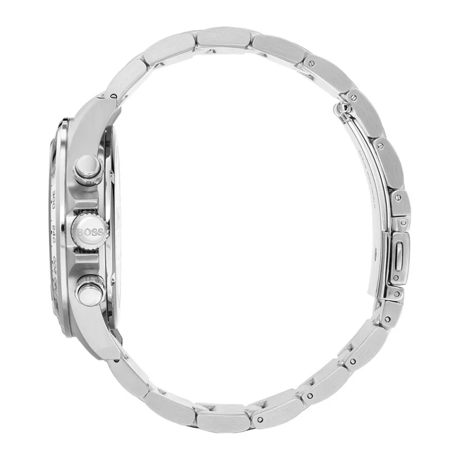 HUGO BOSS Montre H Boss Hero Bleu cadran argenté fond bleu bracelet acier argenté