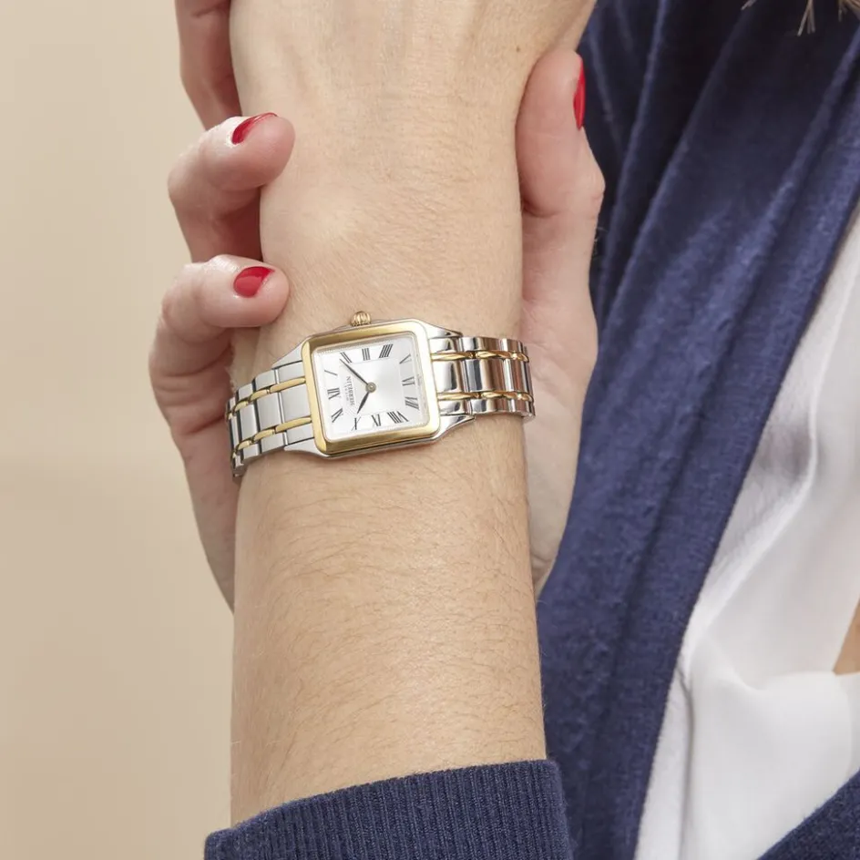 Best HERBELIN Montre Luna Argent cadran bicolore fond argenté bracelet acier bicolore