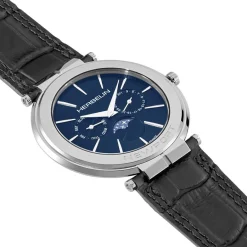 Best HERBELIN Montre Newport Slim Bleu cadran argenté fond bleu bracelet cuir noir