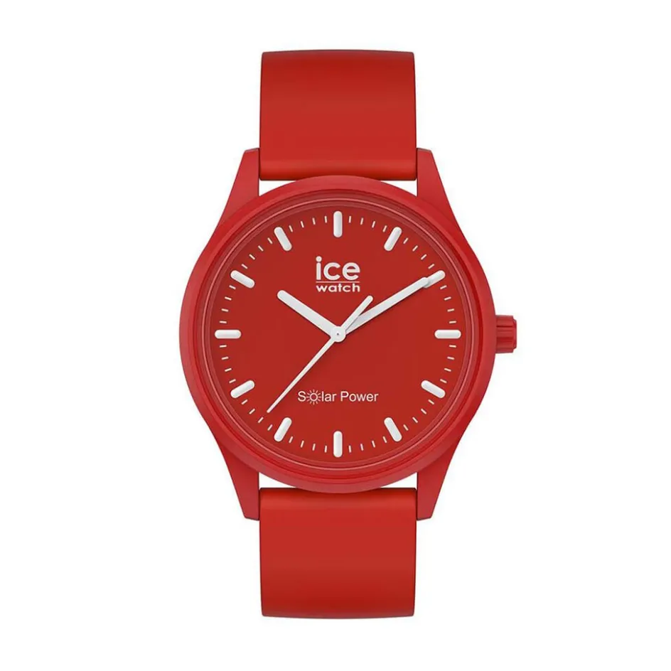 Hot ICE WATCH Montre Solar Power Rouge cadran rouge fond rouge bracelet silicone rouge