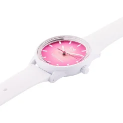 Discount ICE WATCH Montre Solar Power Blanc cadran argenté fond rose bracelet silicone blanc