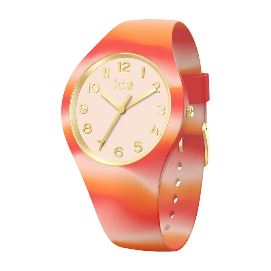 Hot ICE WATCH Montre Tie And Dye Beige cadran doré fond beige bracelet silicone tricolore