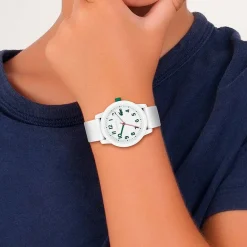 New LACOSTE Montre 12.12 Kids Blanc cadran blanc fond blanc bracelet silicone blanc