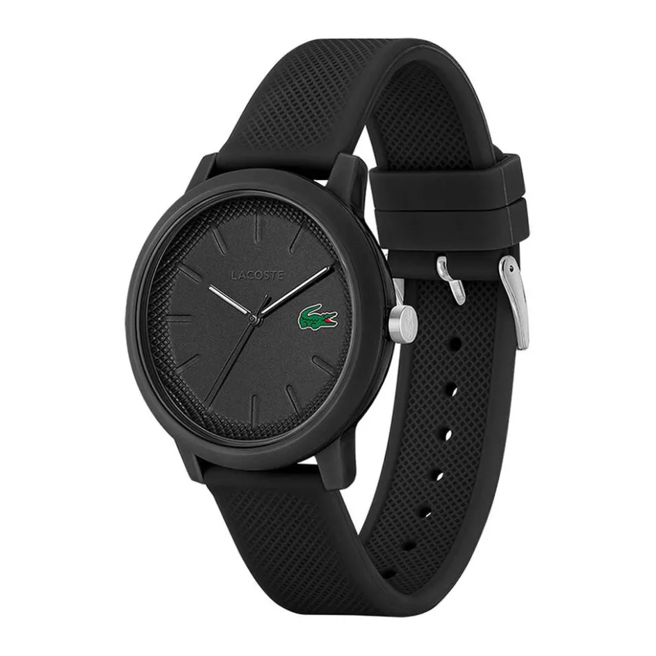Online LACOSTE Montre 12.12 Noir cadran noir fond noir bracelet silicone noir