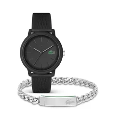 Online LACOSTE Montre 12.12 Noir cadran noir fond noir bracelet silicone noir