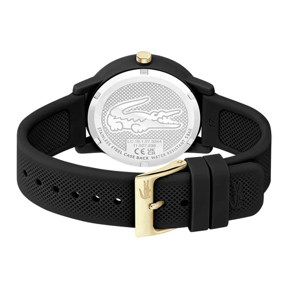 Online LACOSTE Montre 12.12 Noir cadran noir fond noir bracelet silicone noir