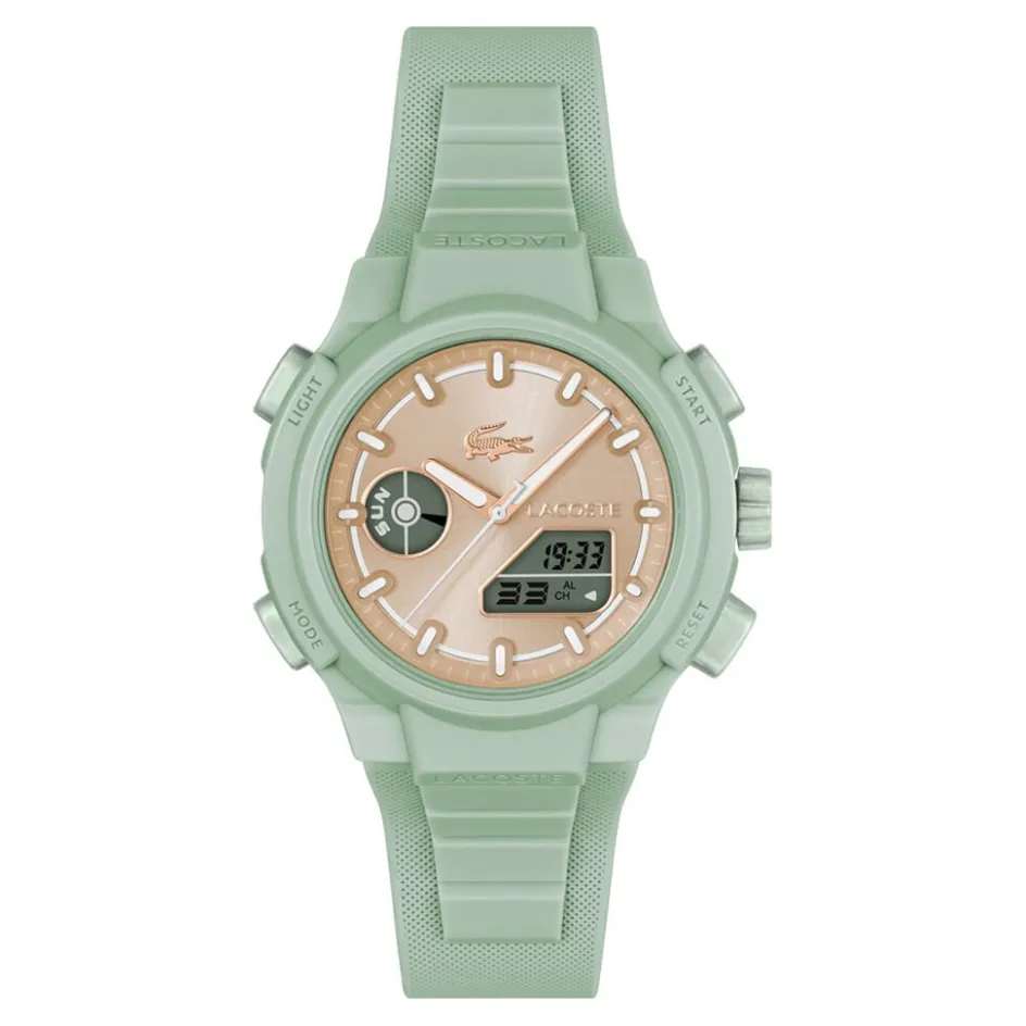 Best LACOSTE Montre Lc33 Crème cadran vert fond crème bracelet silicone vert