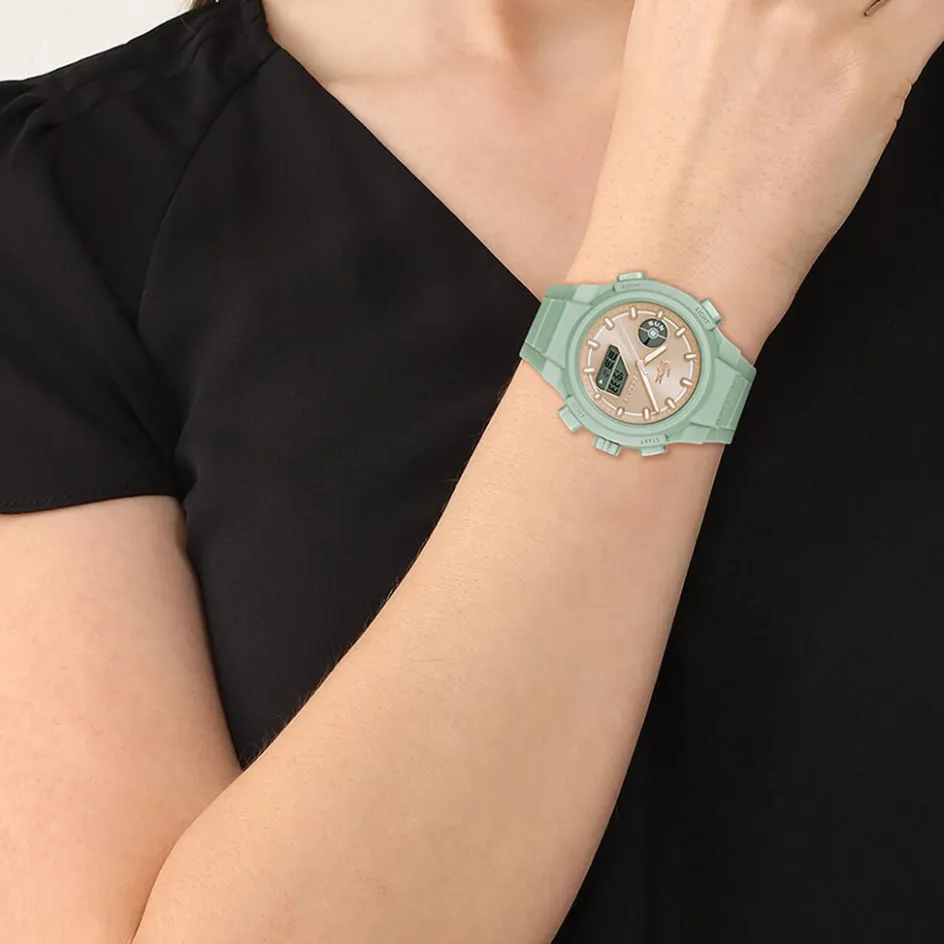 Best LACOSTE Montre Lc33 Crème cadran vert fond crème bracelet silicone vert