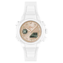 LACOSTE Montre Lc33 Crème cadran blanc fond crème bracelet silicone blanc