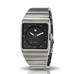 Outlet LIP Montre Big Titane Noir cadran gris fond noir bracelet titane gris