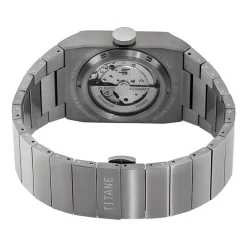 Outlet LIP Montre Big Titane Noir cadran gris fond noir bracelet titane gris