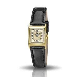 Best LIP Montre Churchill C18 Doré cadran doré fond doré bracelet cuir noir