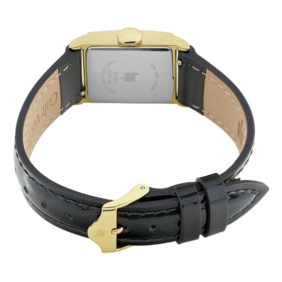 Best LIP Montre Churchill C18 Doré cadran doré fond doré bracelet cuir noir