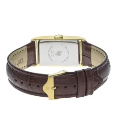 Best LIP Montre Churchill T18 Argenté cadran doré fond argenté bracelet cuir de vache marron