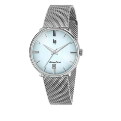 Best LIP Montre Dauphine 38 Bleu cadran argenté fond bleu bracelet acier argenté