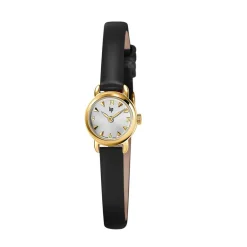 Outlet LIP Montre Henriette 19 Argenté cadran doré fond argenté bracelet cuir de vache noir