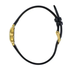 Outlet LIP Montre Henriette 19 Argenté cadran doré fond argenté bracelet cuir de vache noir