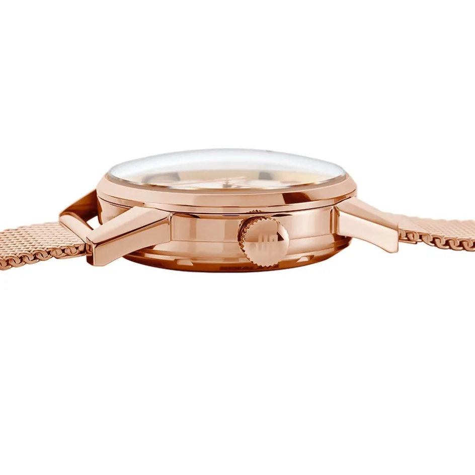 New LIP Montre Himalaya C艙ur Battant Blanc cadran doré rose fond blanc bracelet acier doré rose