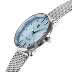 New LIP Montre Himalaya Dauphine 29 Bleu cadran argenté fond bleu bracelet acier argenté