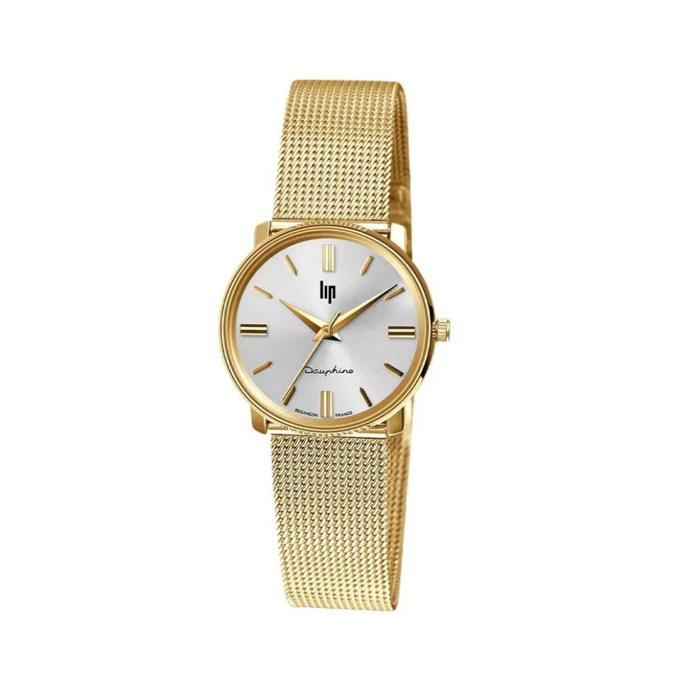 Online LIP Montre Himalaya Dauphine 29 Doré cadran argenté fond argenté bracelet acier doré