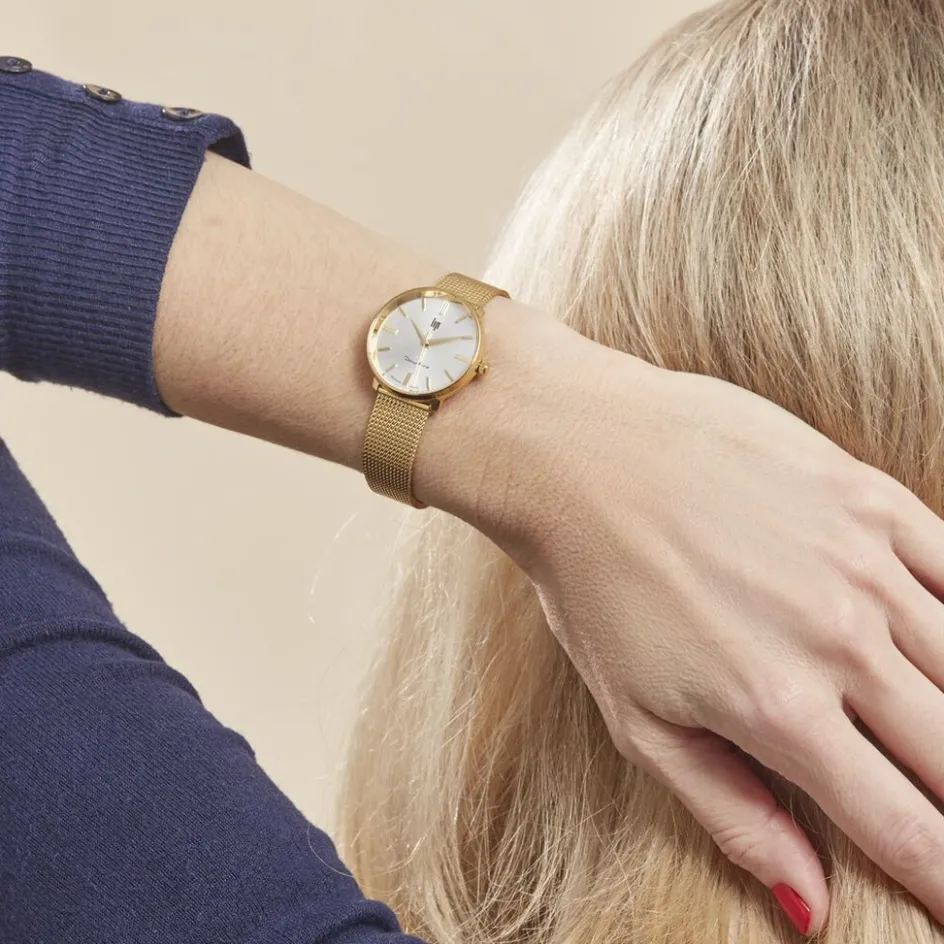Online LIP Montre Himalaya Dauphine 29 Doré cadran argenté fond argenté bracelet acier doré