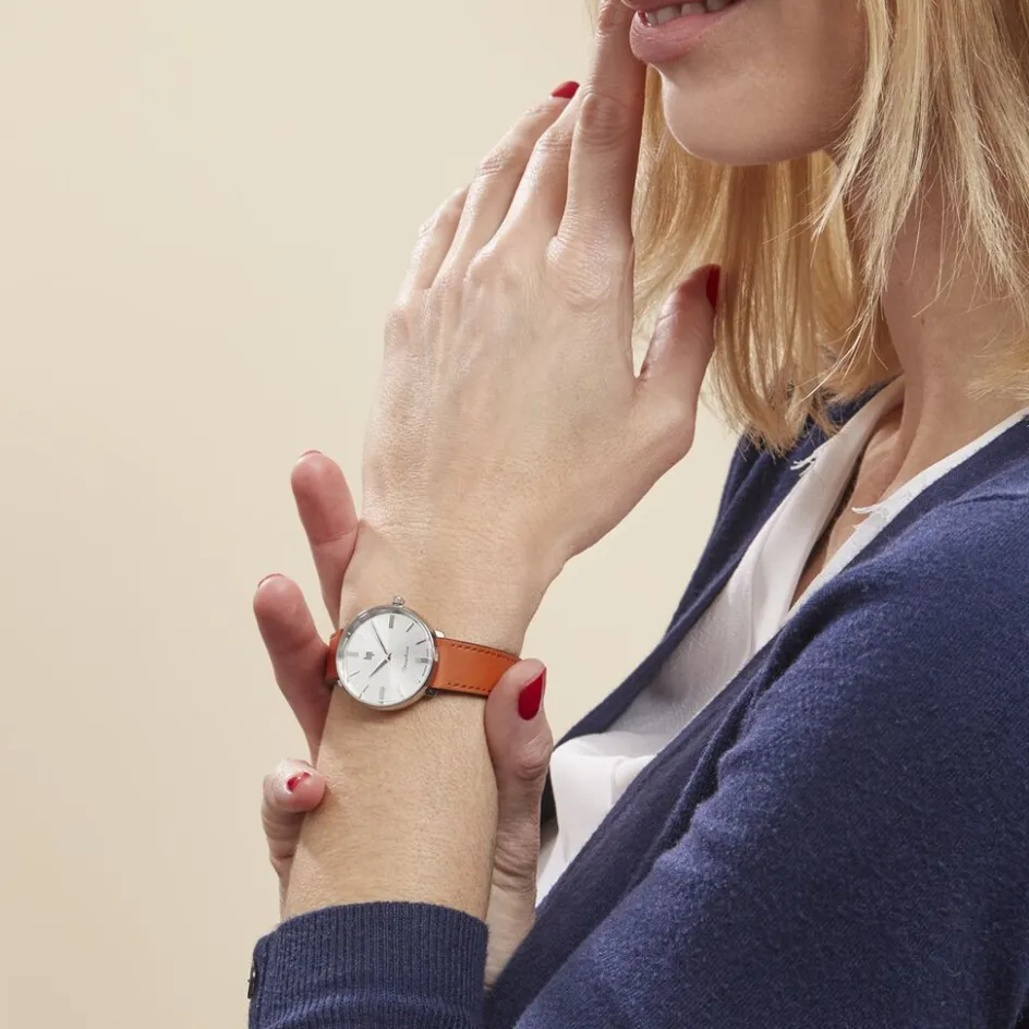 Hot LIP Montre Himalaya Dauphine 29 Argenté cadran argenté fond argenté bracelet cuir marron