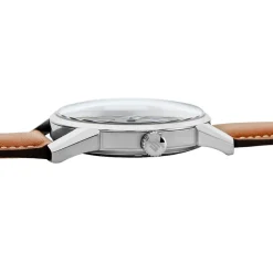 Outlet LIP Montre Himalaya Gris cadran argenté fond gris bracelet cuir marron