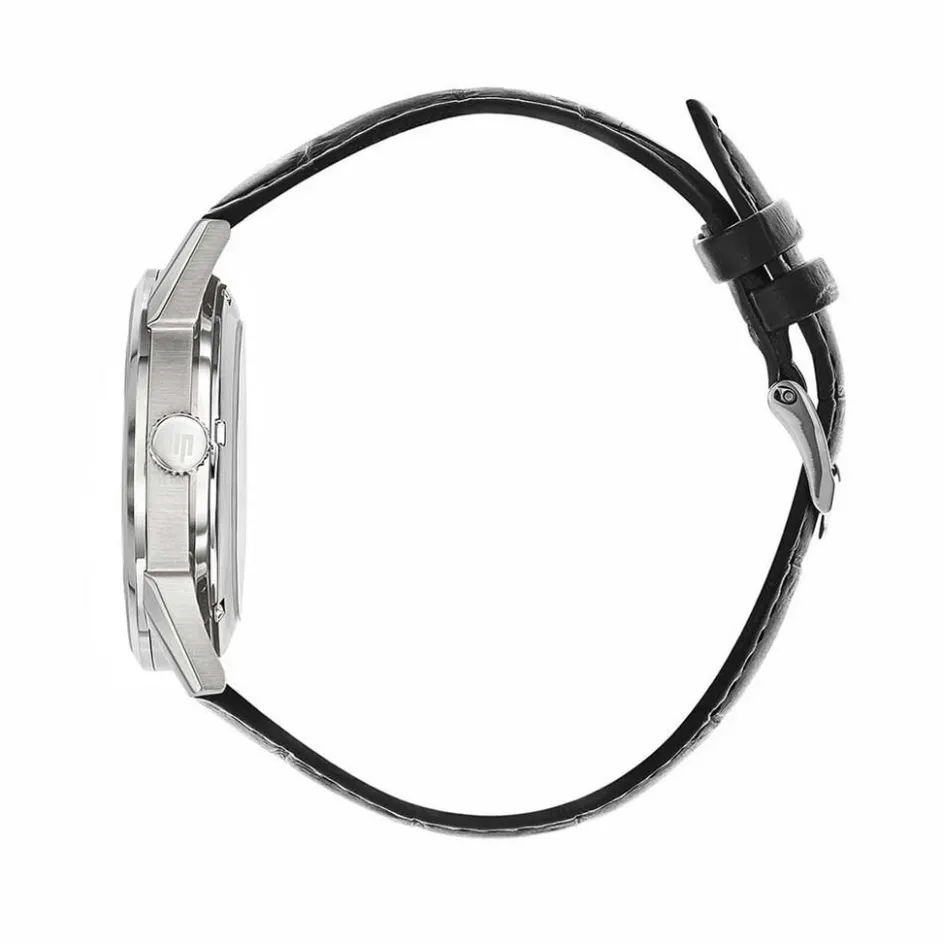 Online LIP Montre Himalaya Squelette Argenté cadran argenté fond argenté bracelet cuir noir