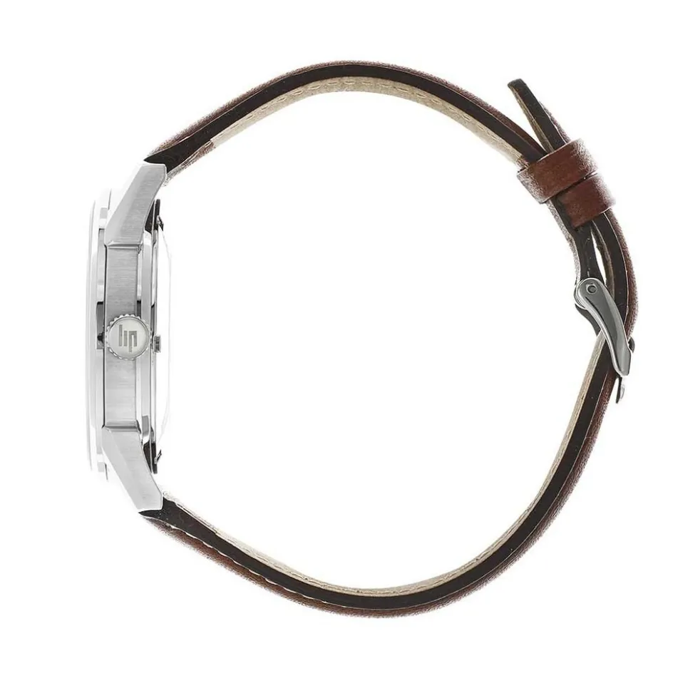 Hot LIP Montre Himalaya Squelette Argenté cadran argenté fond argenté bracelet cuir marron