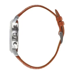 Hot LIP Montre Rallye Bleu cadran argenté fond bleu bracelet cuir marron