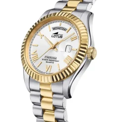 Discount LOTUS Montre Freedom Collection Blanc cadran argenté fond blanc bracelet acier bicolore