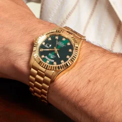 Discount LOTUS Montre Freedom Collection Vert cadran doré fond vert bracelet acier doré