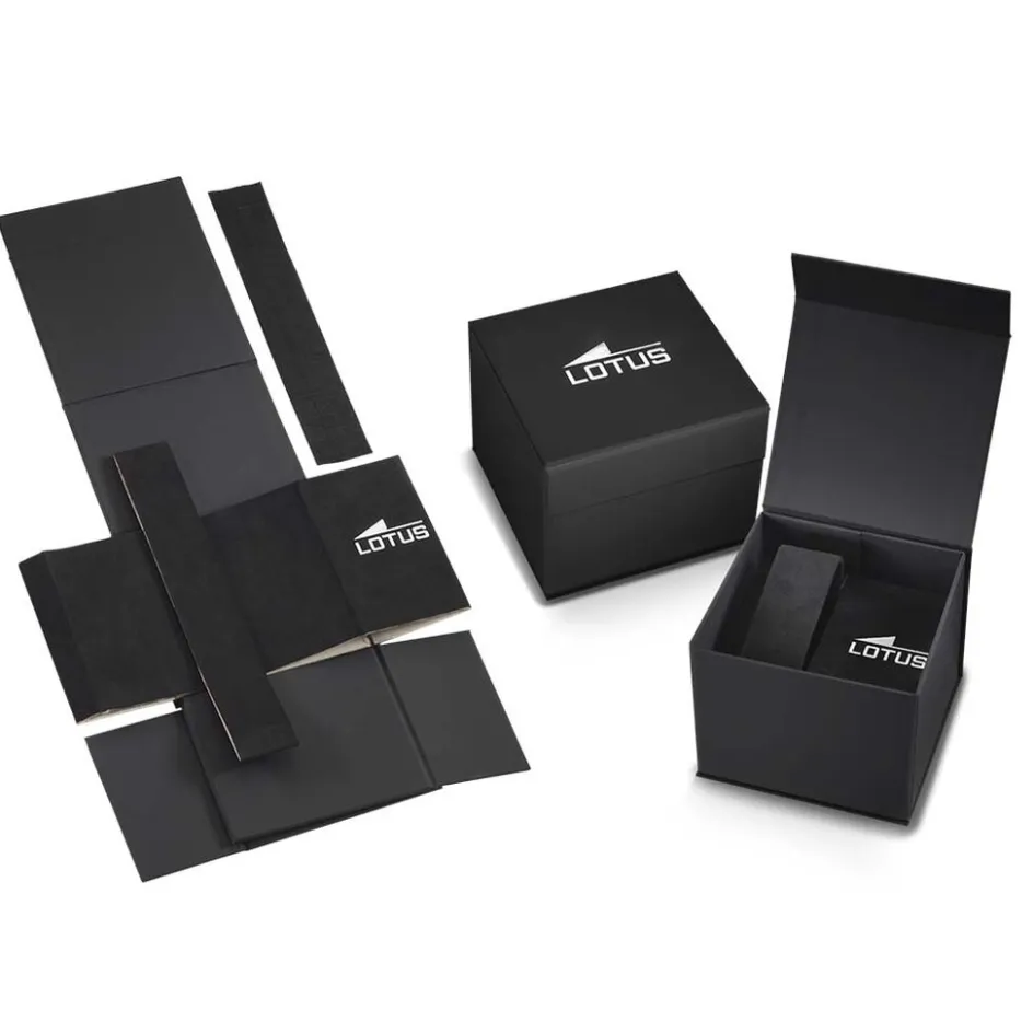 LOTUS Montre Minimalist Noir cadran argenté fond bleu bracelet acier argenté