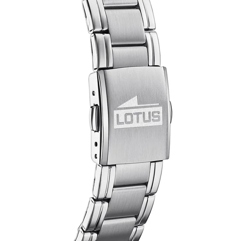Outlet LOTUS Montre Multifunction Noir cadran argenté fond noir bracelet acier argenté
