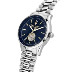 Outlet MASERATI Montre Sorpasso Bleu cadran argenté fond bleu bracelet acier argenté