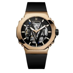 MONTIGNAC Montre Octagon Automatique Noir* Montres Made In France|Montres Squelettes