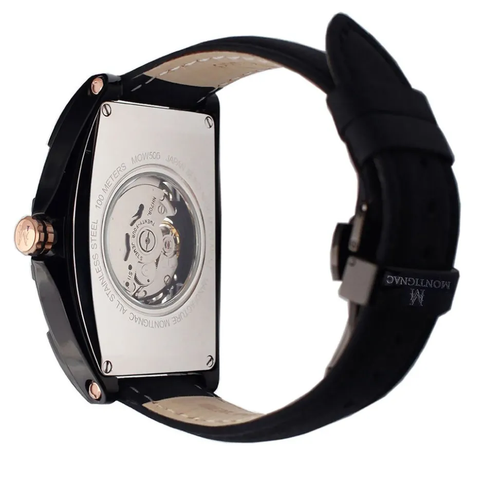MONTIGNAC Montre Tonneau Automatiquev Noir* Montres Squelettes|Montres Sport