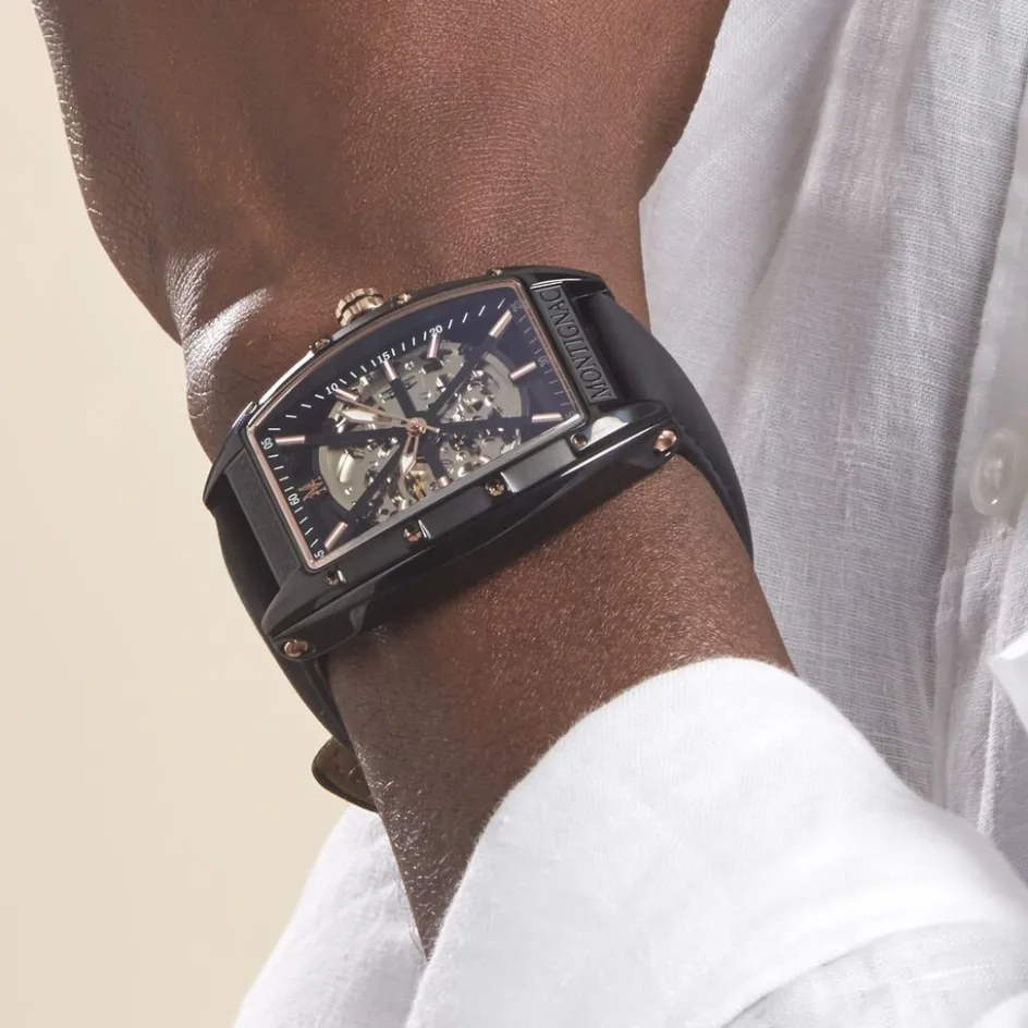 MONTIGNAC Montre Tonneau Automatiquev Noir* Montres Squelettes|Montres Sport